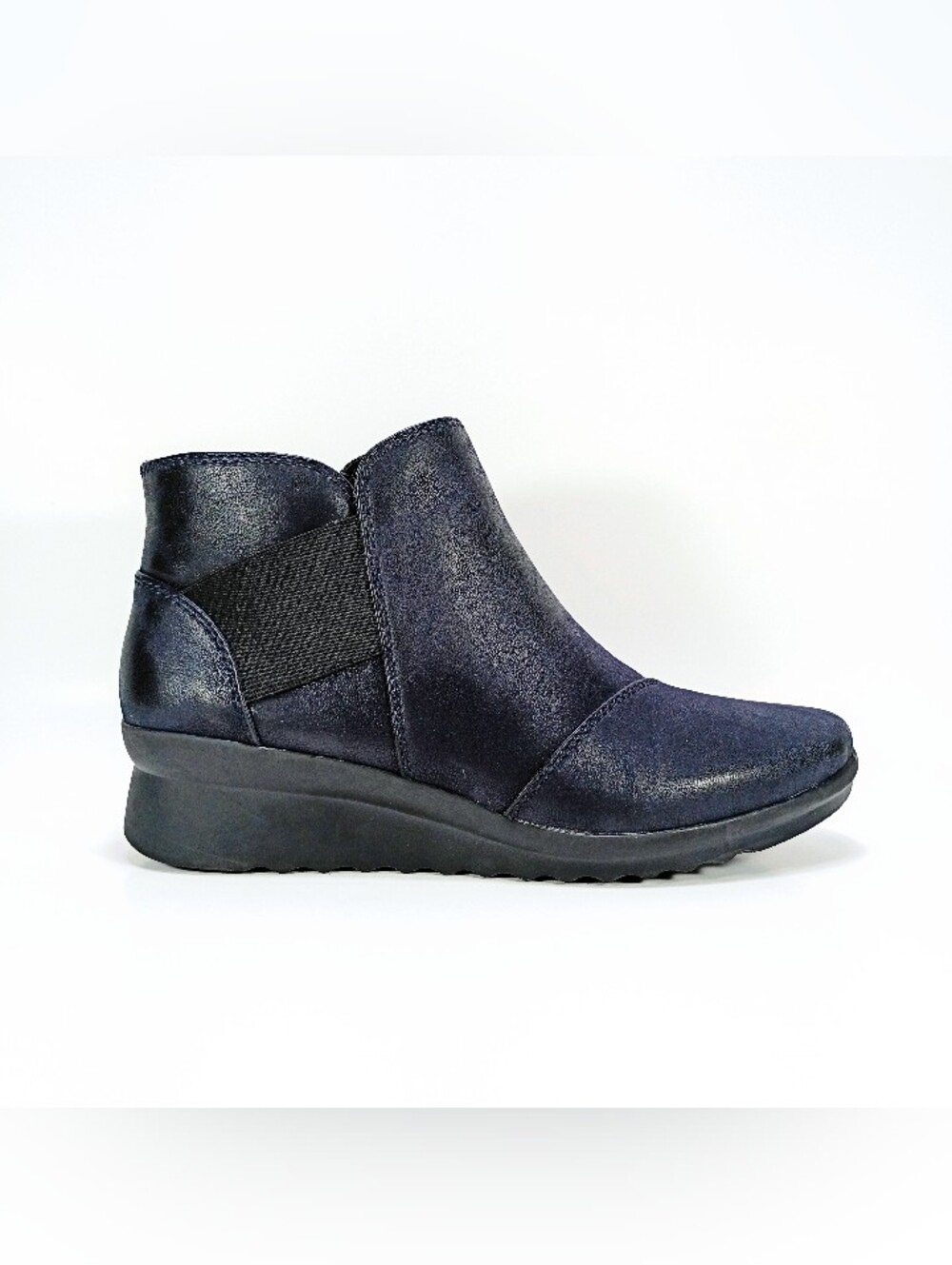 Clarks Cloudsteppers Caddell Tropic Womens 8.5 Wide Fit Navy Blue Ankle Boot